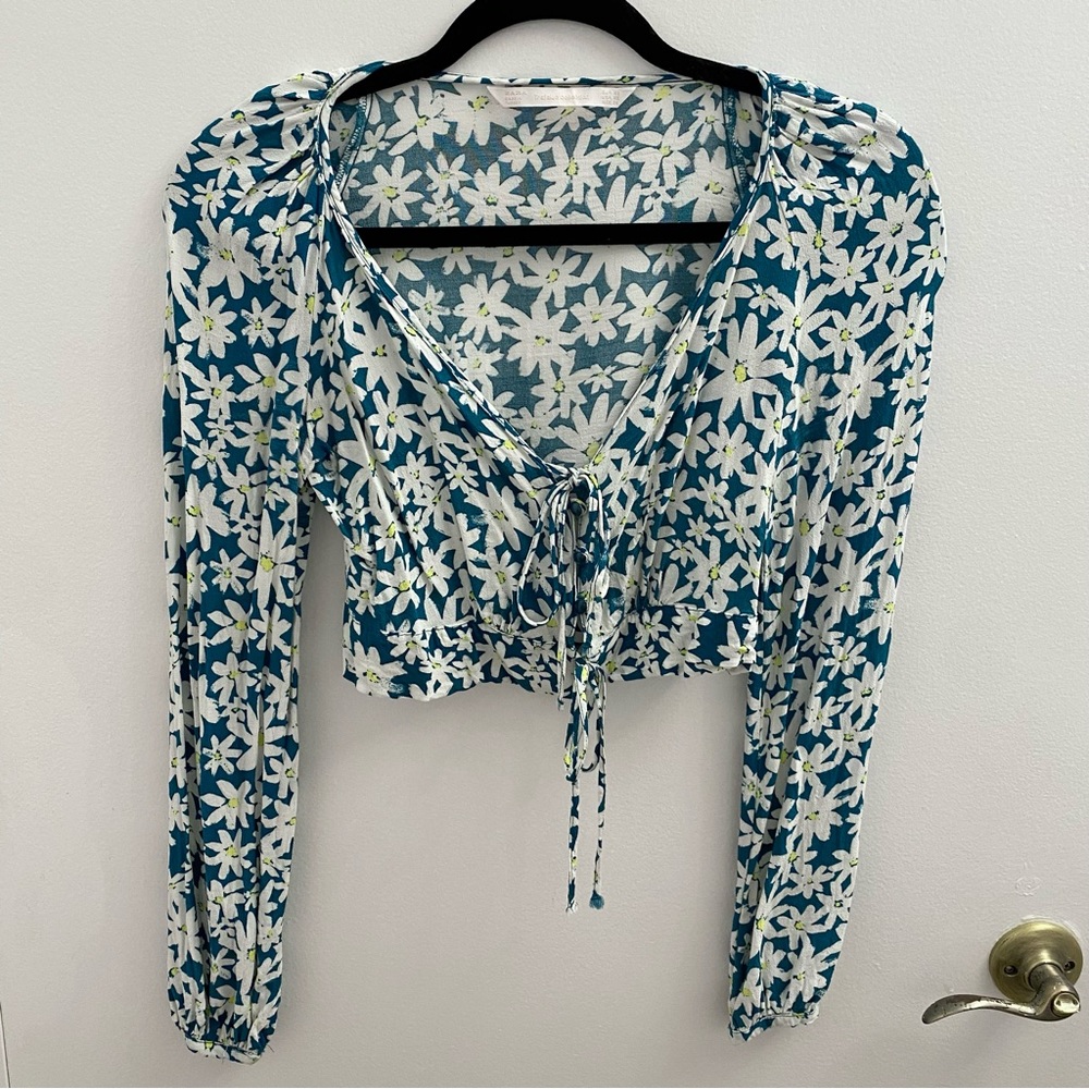 Zara Floral Tie Crop Top